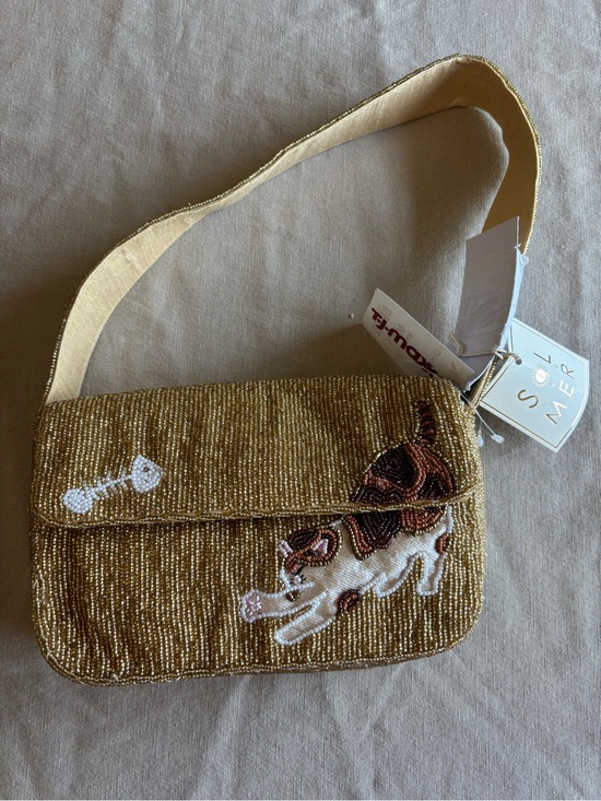 T.J.Maxx Handbags - TJ Maxx Gold Beaded Cat Shoulder Bag